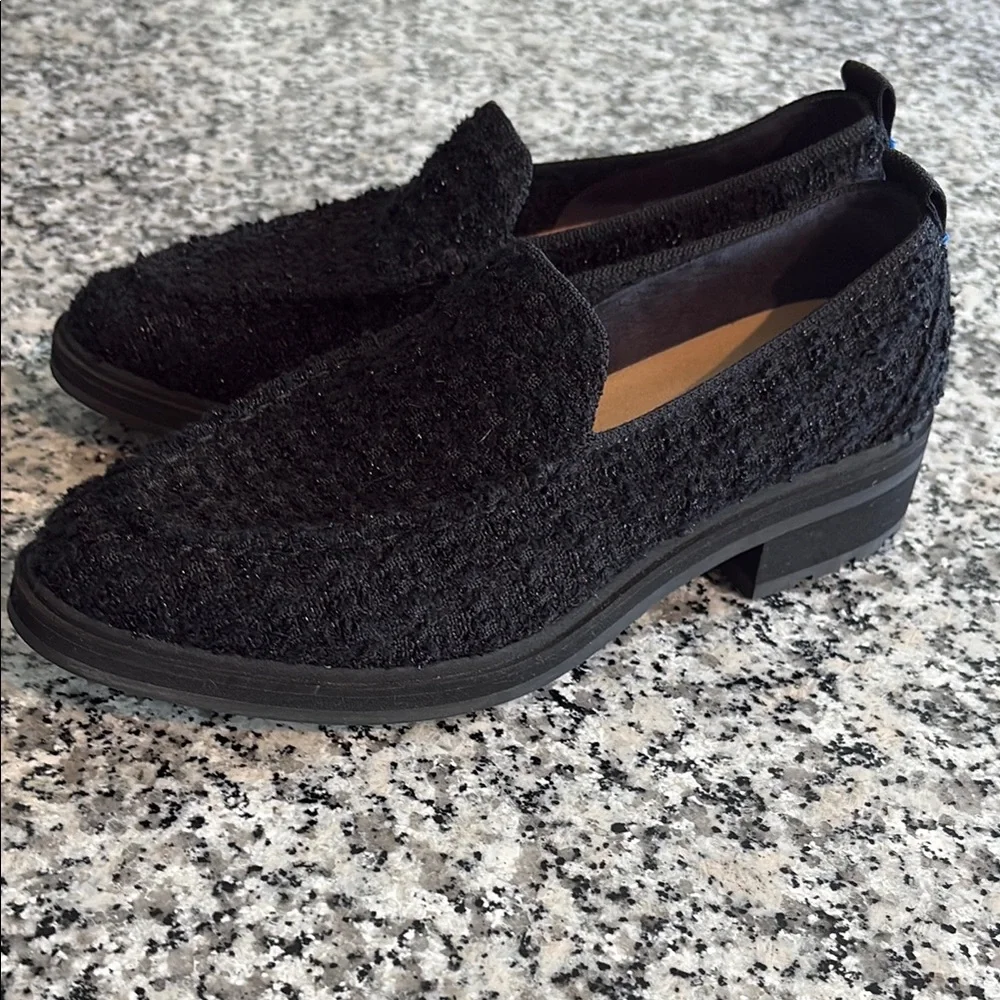 Rothy's Black Bouclé Loafer Flats